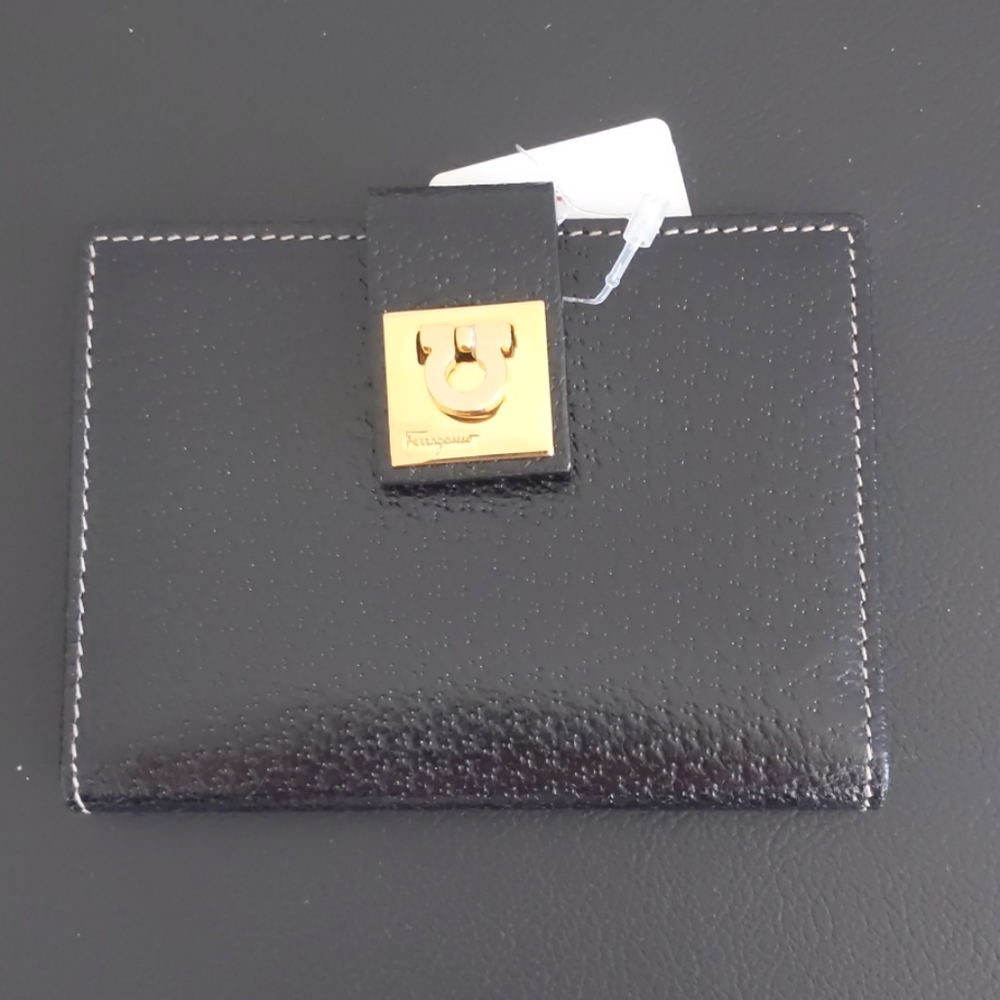 Salvatore Ferragamo Black Leather Card Holder